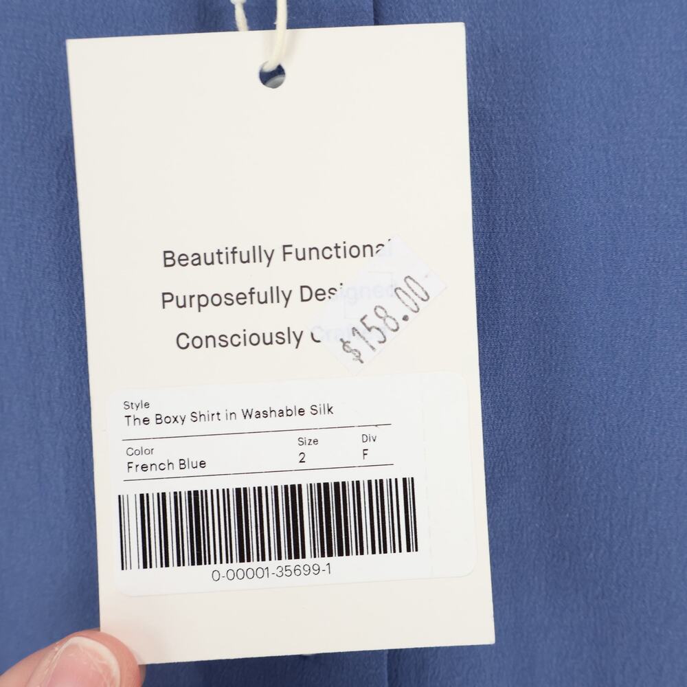 NWT Everlane The Boxy Button-Front Shirt In Washable Silk French Blue Size 2 - Picture 10 of 10